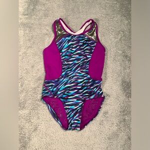 Ivivva lululemon Girls' Purple Multi-Color Patterned leotard gymnastics 10
